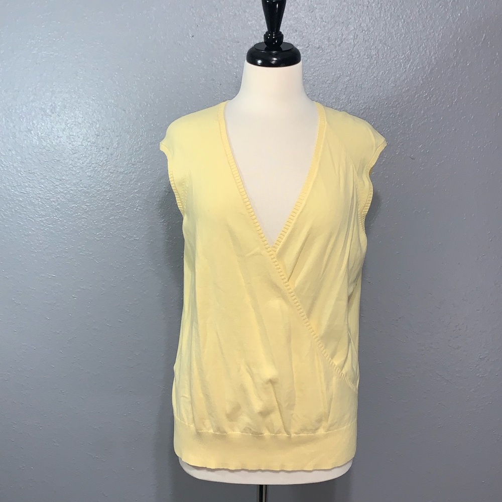 LOFT NWOT Yellow Faux Wrap Sweater Tank L
